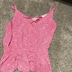 Pink and White Spotted Sleeveless Top